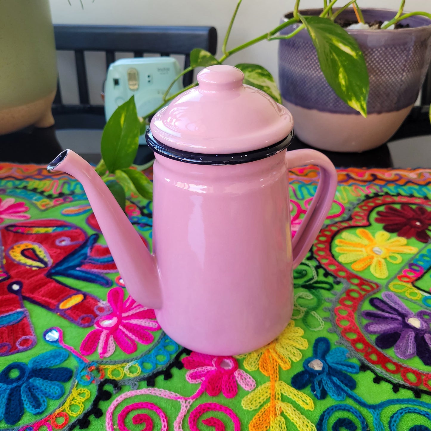 Tetera Enlozada, Diseño Color Rosa
