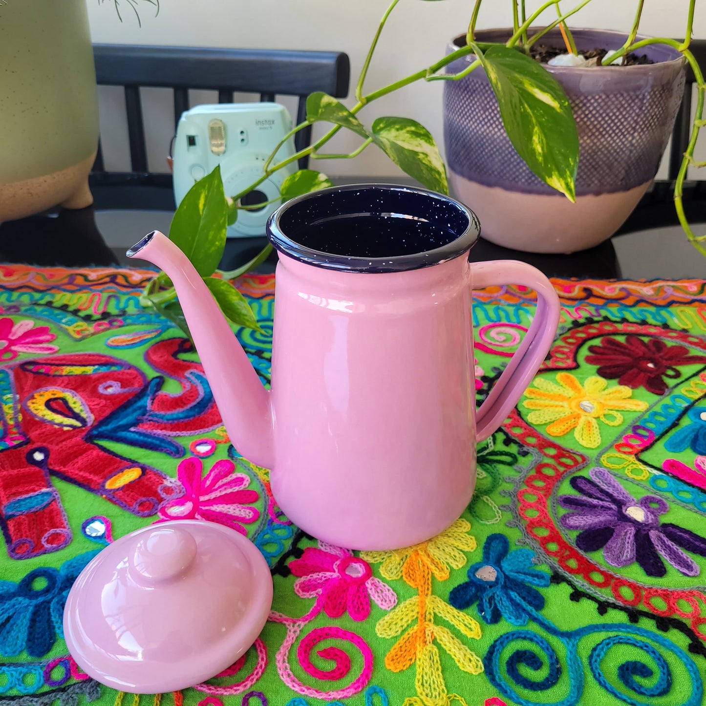 Tetera Enlozada, Diseño Color Rosa